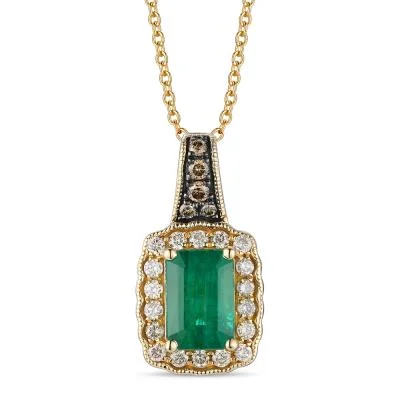 Necklaces and pendants with matching rings for a coordinated set of jewelry-Honey Gold Costa Smeralda Emerald Pendant Necklace