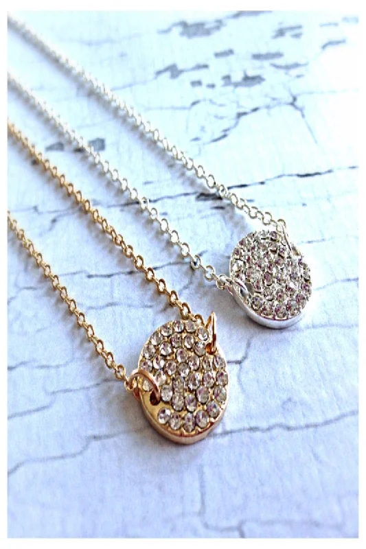 Trendy necklaces and pendants with statement pieces for a bold fashion statement-Jeweled Disc Necklace - Final Sale