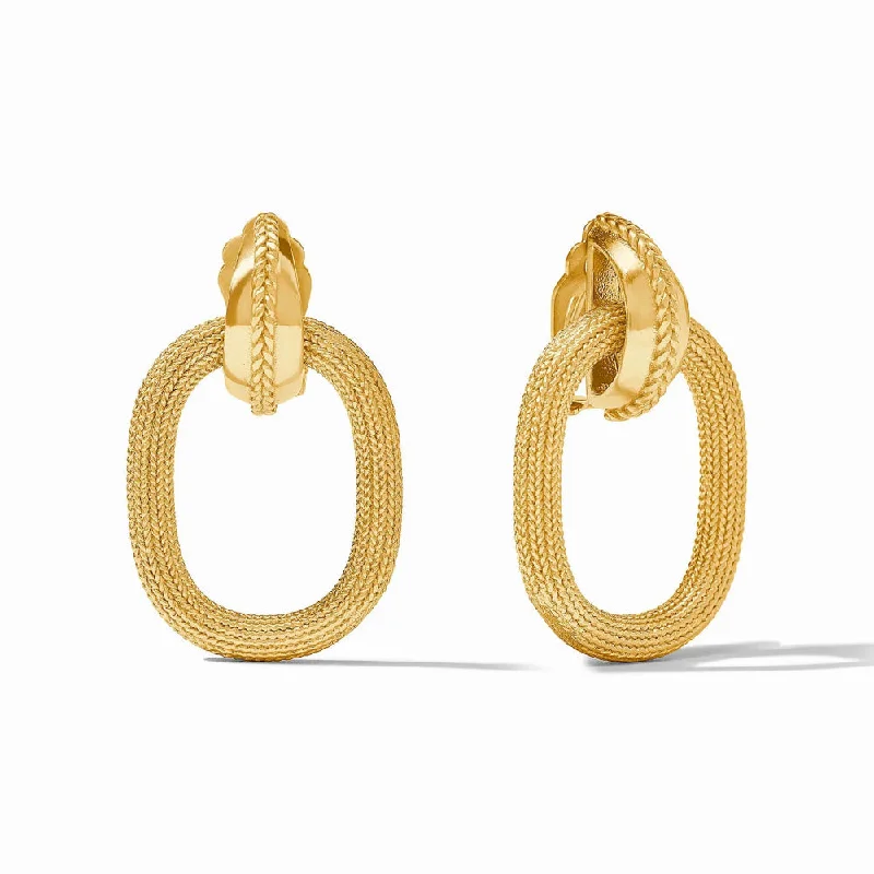 Gold Drop Earrings for Women -Julie Vos Cheval Doorknocker Clip-On Earrings