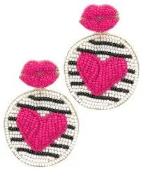 Rings with coral stones for vibrant pop -Kiss Me Seed Bead Dangle Earring-Fuchsia