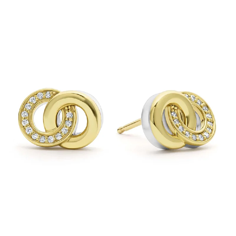 Drop Earrings with Filigree Work -Lagos Signature Caviar Two-Tone Interlocking Diamond Stud Earrings