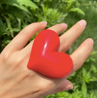 Sterling silver rings with vibrant turquoise stones -Large Heart Ring