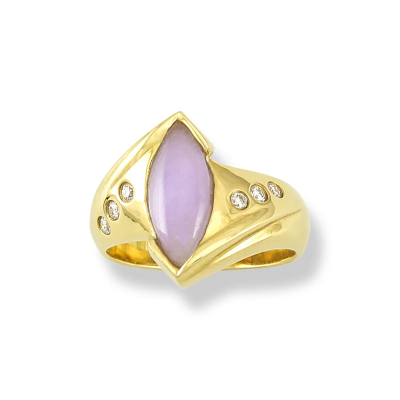 Rings with crescent moon for lunar charm -Lavender Jade 'Bypass' Style Ring