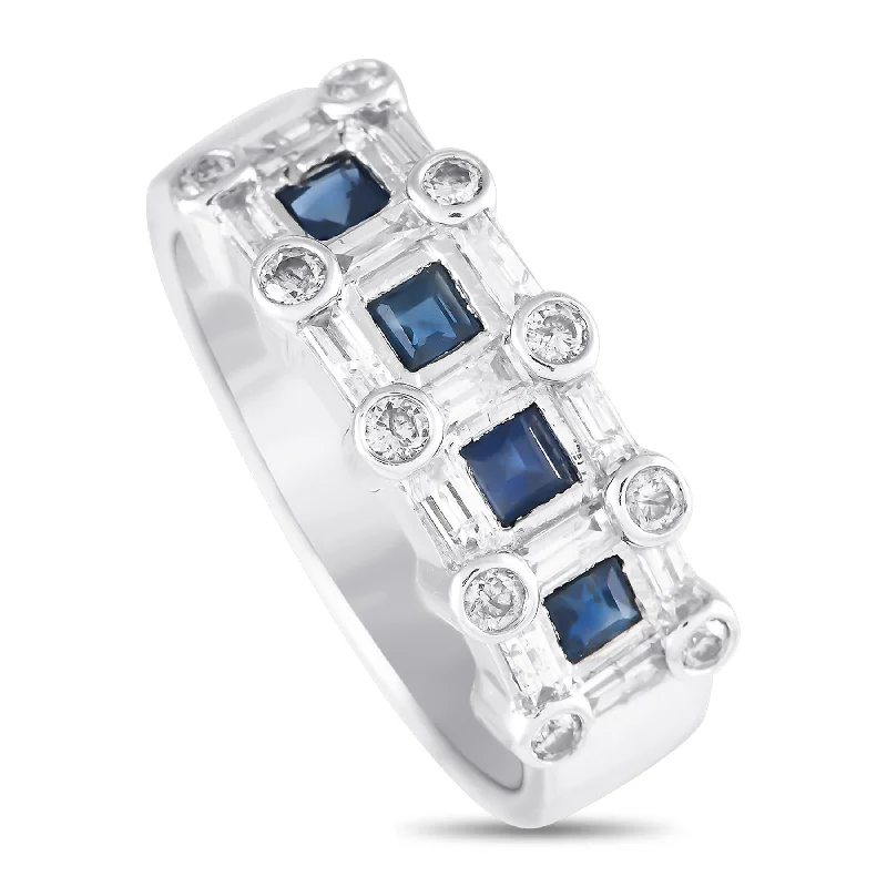 Rings with lapis lazuli for rich blue -LB Exclusive 14K White Gold 0.60ct Diamond and Sapphire Ring MF22-120324