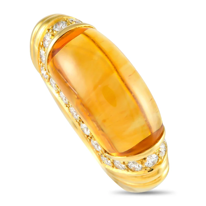 Rings with peacock ore for iridescent glow -LB Exclusive 18K Yellow Gold 0.70ct Diamond and Citrine Ring MF09-120524