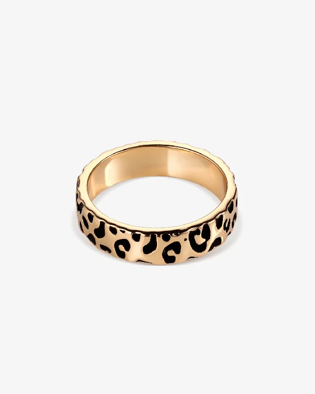 Rings with polished jade for smooth calm -Leopard Print Ring