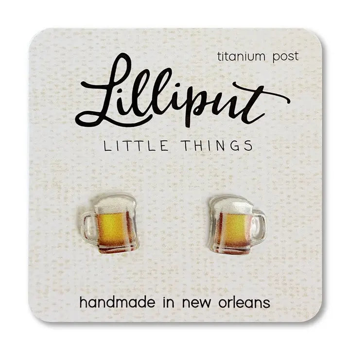 Drop Earrings with Chevron Designs -Lilliput Little Things Beer Mug Earrings