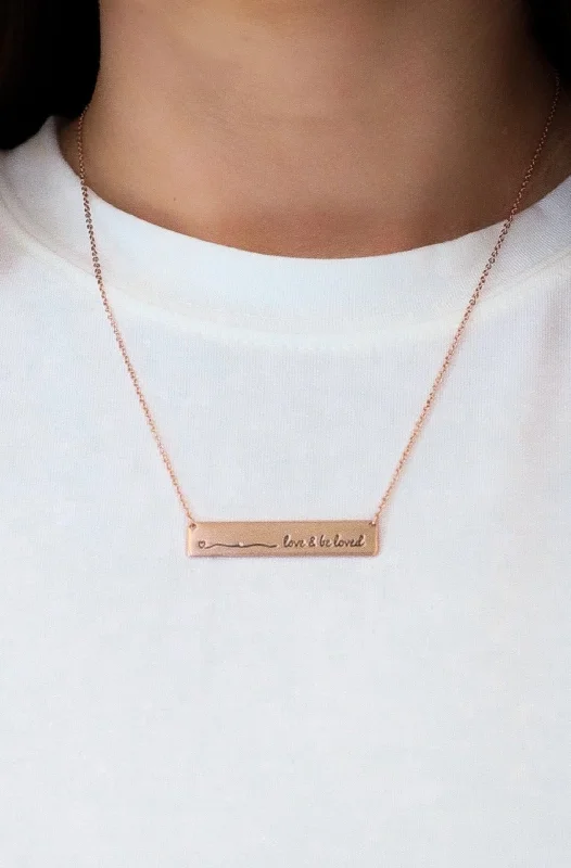 Simple necklaces and pendants with bar pendants for a sleek modern design-Love + Be Loved Bar Necklace - Final Sale