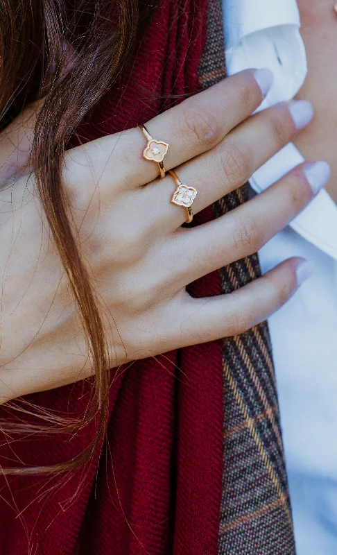 Rings with polished onyx for sleek contrast -Luce - 1 Diamond Rose Gold Ring