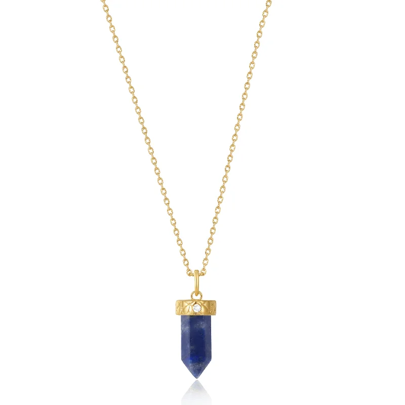 Necklaces and pendants with feather designs for a boho-chic, carefree vibe-Lapis Point Pendant Necklace