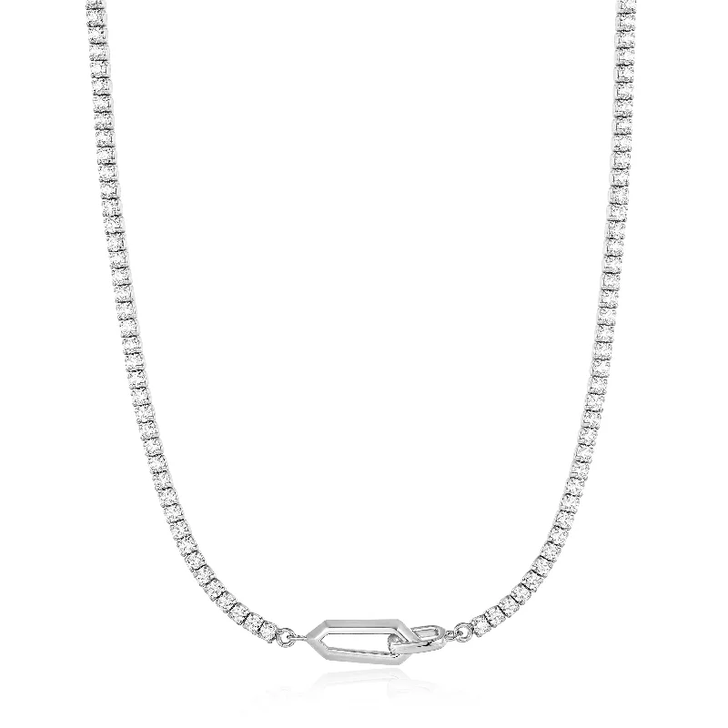 Elegant necklaces and pendants with diamond accents for added sparkle-SPARKLE CHAIN INTERLOCK NECKLACE