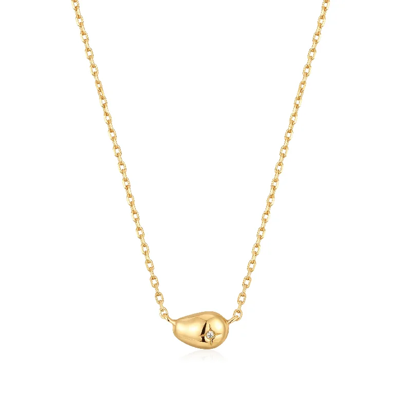 Necklaces and pendants with matching rings for a coordinated set of jewelry-Gold Pebble Sparkle Necklace