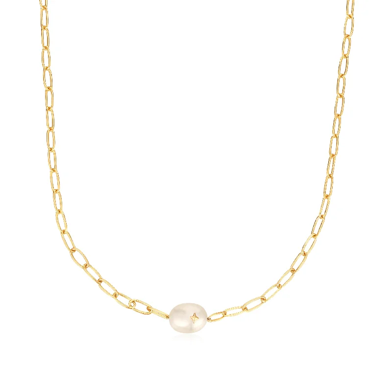 Beautiful necklaces and pendants with geometric shapes for a modern, artistic design-Gold Pearl Sparkle Chunky Chain Necklace