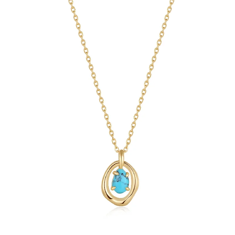 Best necklaces and pendants with minimalist pendants for a sleek, understated look-Turquoise Wave Circle Pendant Necklace