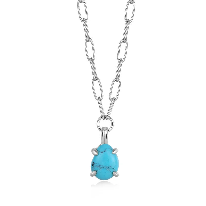 Best necklaces and pendants with vintage lockets for a nostalgic, sentimental look-Turquoise Chunky Chain Drop Pendant Necklace