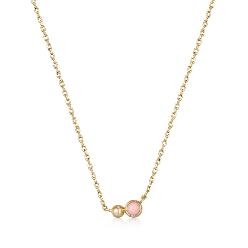 Personalized necklaces and pendants with coordinates for a meaningful location-based gift-Gold Orb Rose Quartz Pendant Necklace