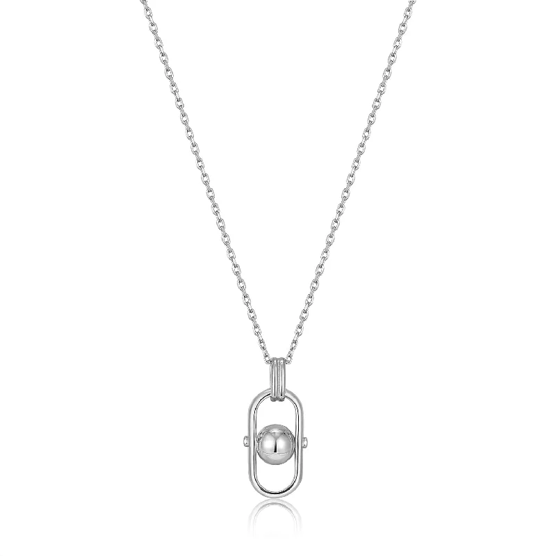 Best necklaces and pendants with rose gold for a warm and romantic appeal-Silver Orb Link Drop Pendant Necklace