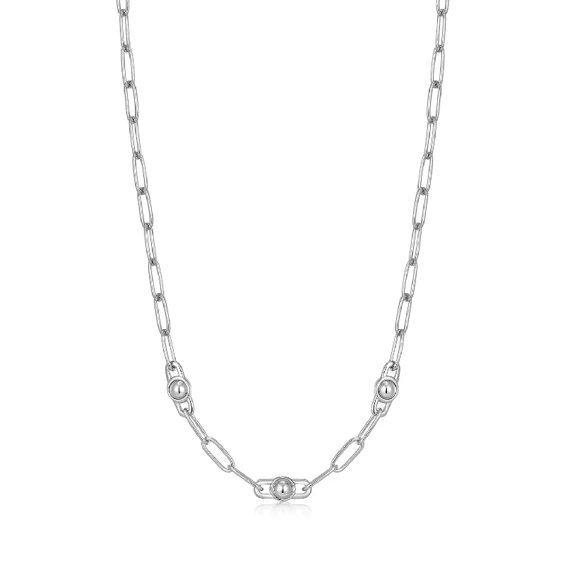 Best necklaces and pendants with floral designs for a feminine and elegant feel-Silver Orb Link Chunky Chain Necklace