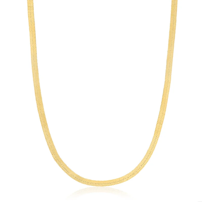 Beautiful necklaces and pendants with moonstone for an ethereal, mystical appearance-Gold Flat Snake Chain Necklace