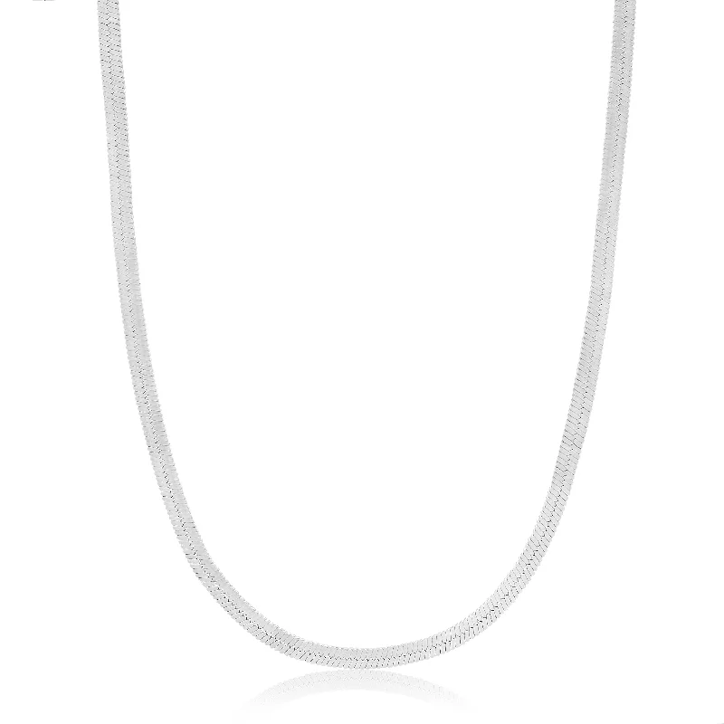 Personalized necklaces and pendants with initials for a customized and meaningful gift-Silver Flat Snake Chain Necklace