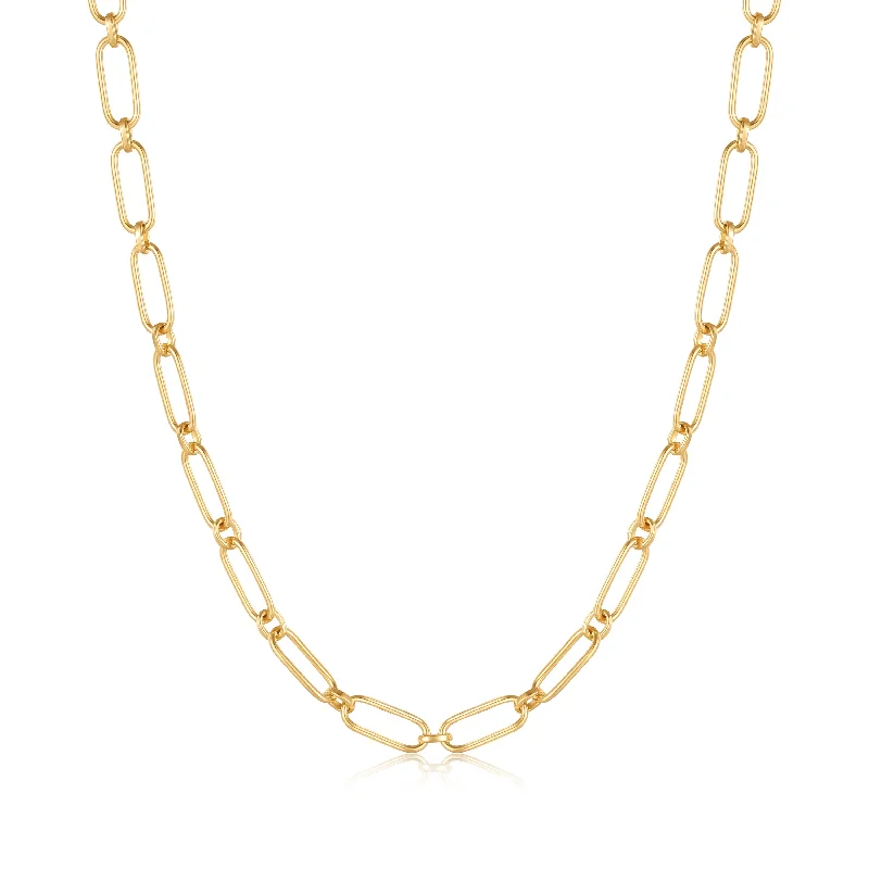 Necklaces and pendants with pearls for a classic and sophisticated touch-Gold Cable Connect Chunky Chain Necklace