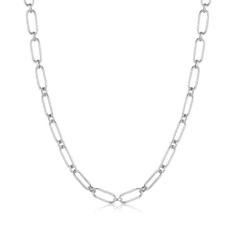 Best necklaces and pendants with heart-shaped designs for a romantic look-Silver Cable Connect Chunky Chain Necklace