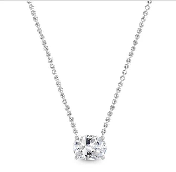 Necklaces and pendants with diamond pendants for a luxurious sparkling effect-Oval Diamond Pendant