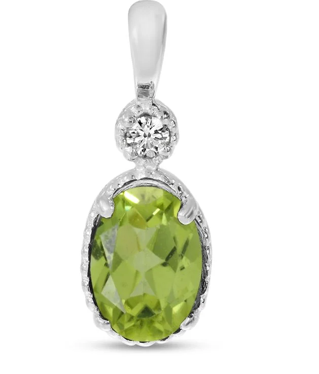 Beautiful necklaces and pendants with gemstone teardrops for an elegant effect-Peridot Millgrain Birthstone Pendant