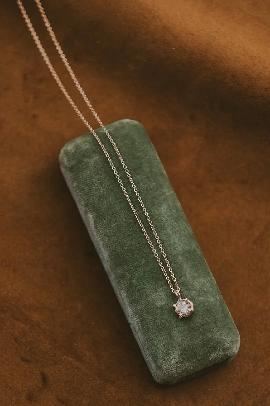 Necklaces and pendants with custom engravings for a personal, meaningful gift-Prong Set Necklace - Green Sunstone 14K