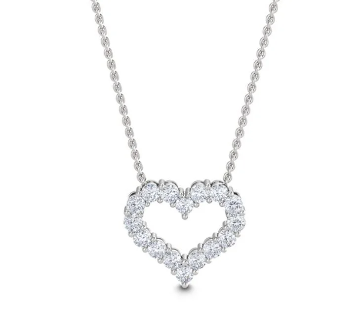 Necklaces and pendants with clear quartz for a pure and radiant look-Round Diamond Heart Pendant Necklace