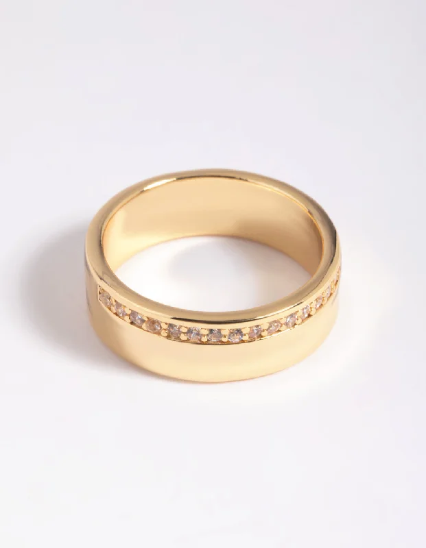 Rings with engraved constellations for stargazers -Gold Plated Cubic Zirconia Ring