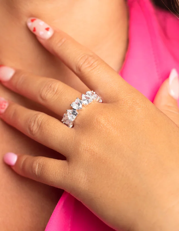 Rings with lapis lazuli for rich blue -Silver Cubic Zirconia Heart Ring