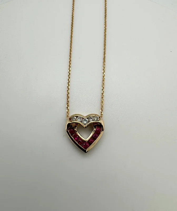 Stunning necklaces and pendants with ruby and diamond combinations for a luxurious effect-Ruby and Diamond Heart Pendant