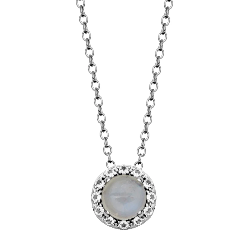 Best necklaces and pendants with minimalist pendants for a sleek, understated look-Silver Birthstone Jewelry- Rainbow Blue Moonstone