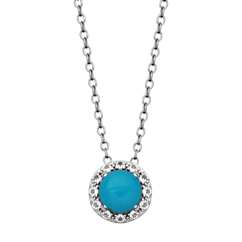 Elegant necklaces and pendants with onyx stones for a sleek, polished look-Silver Birthstone Pendant Necklace- Turquoise