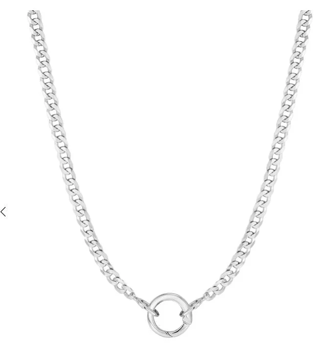 Beautiful necklaces and pendants with diamond-encrusted designs for maximum sparkle-Silver Curb Chain Charm Connector Necklace