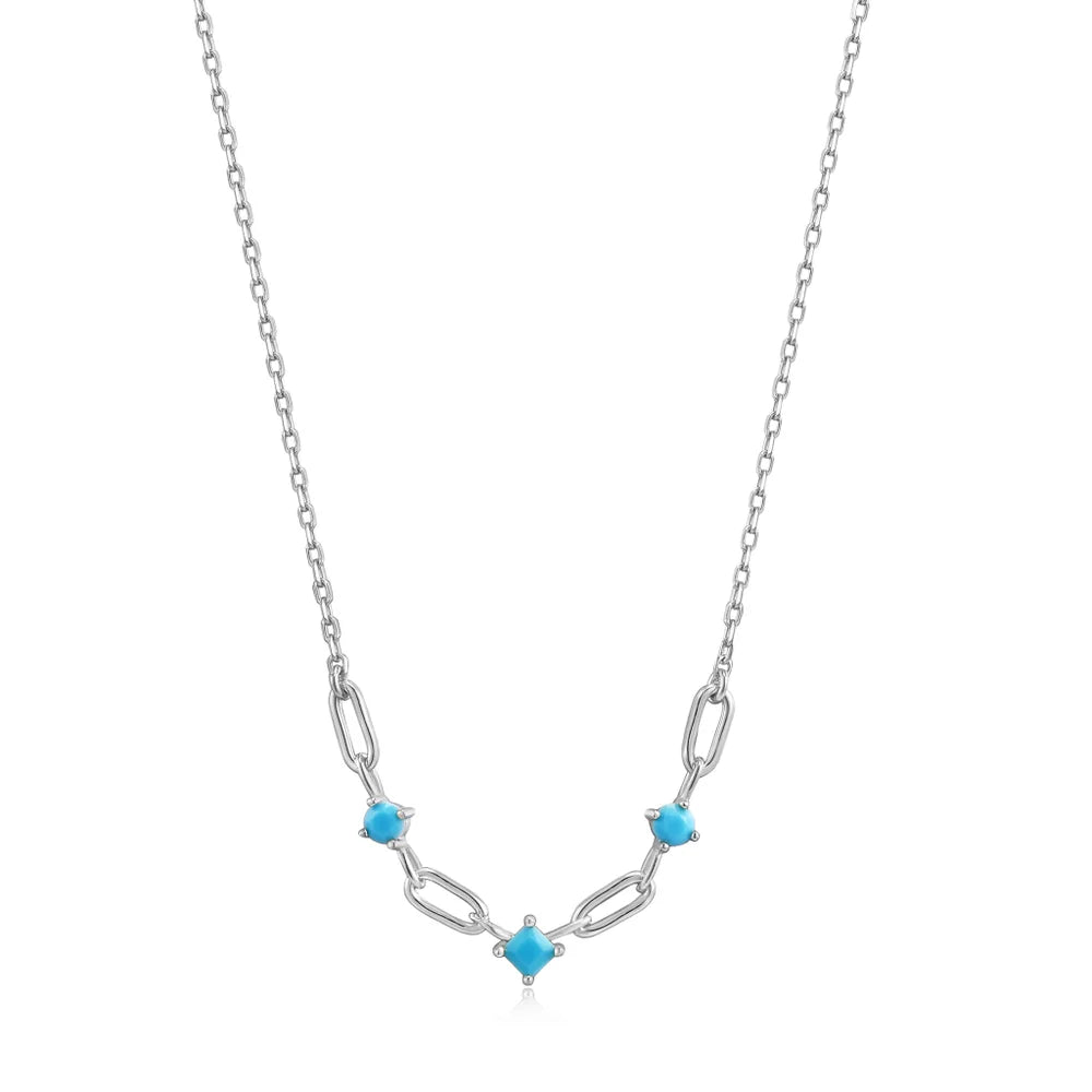 Best necklaces and pendants with oval pendants for a classic, elegant shape-Silver Turquoise Link Necklace