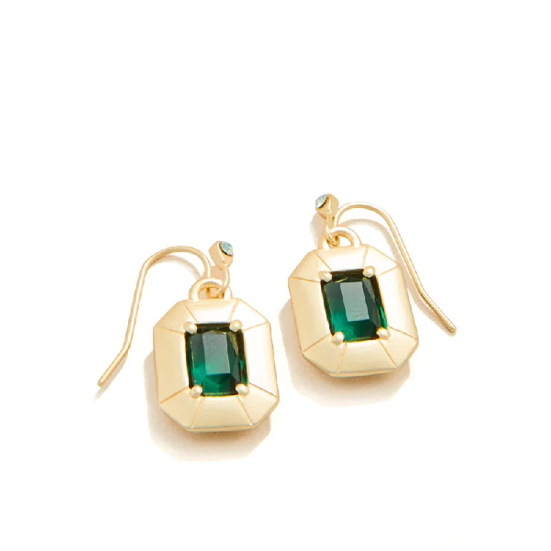 Studded Drop Earrings with Gemstones -Spartina Chateau Earrings Dark Green