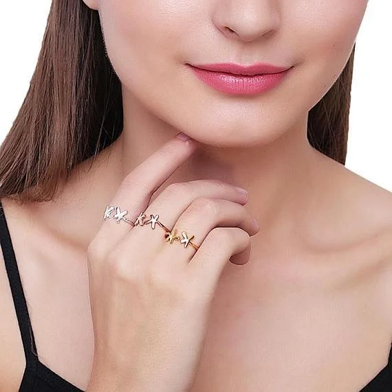 Rings with gothic-inspired skull motif details -Splash Shape Rose Gold Plated Stackable Adjustable Ring