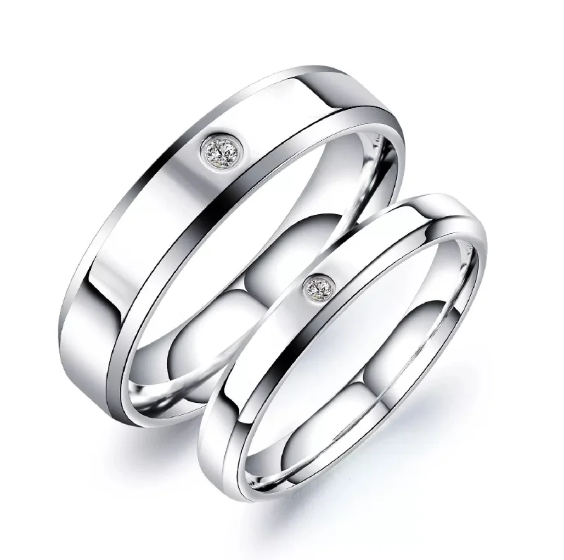 Rings with adjustable bands for perfect fit -Stainless Steel Faceted Wedding Ring