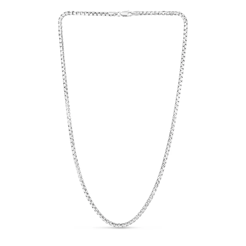 Best necklaces and pendants with heart-shaped designs for a romantic look-Sterling Silver 2.9mm Rockstar Cut Round Box Chain