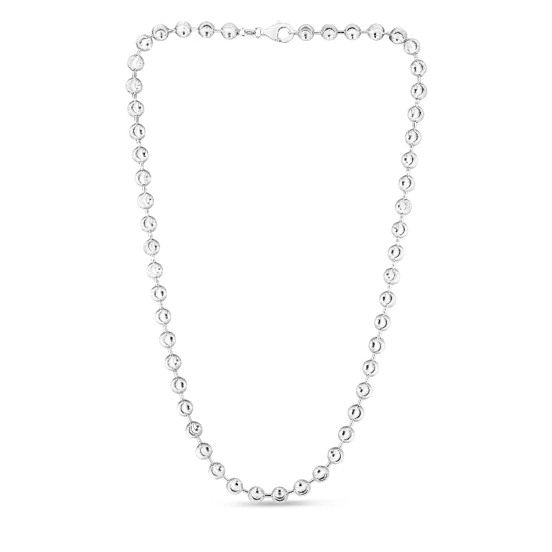 Unique necklaces and pendants with tree of life motifs for nature-inspired elegance-Sterling Silver 6mm Moon-cut Bead Chain