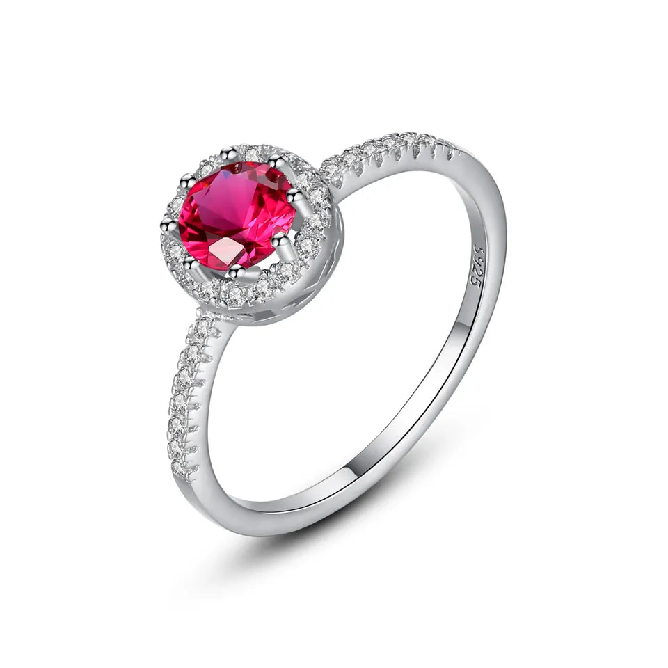 Rings with spiral designs for eye-catching twist -Tiny CZ Paved Fashionable Women Design Jewelry Wholesale Luxury S925 Silver Ruby Gemstone Ring