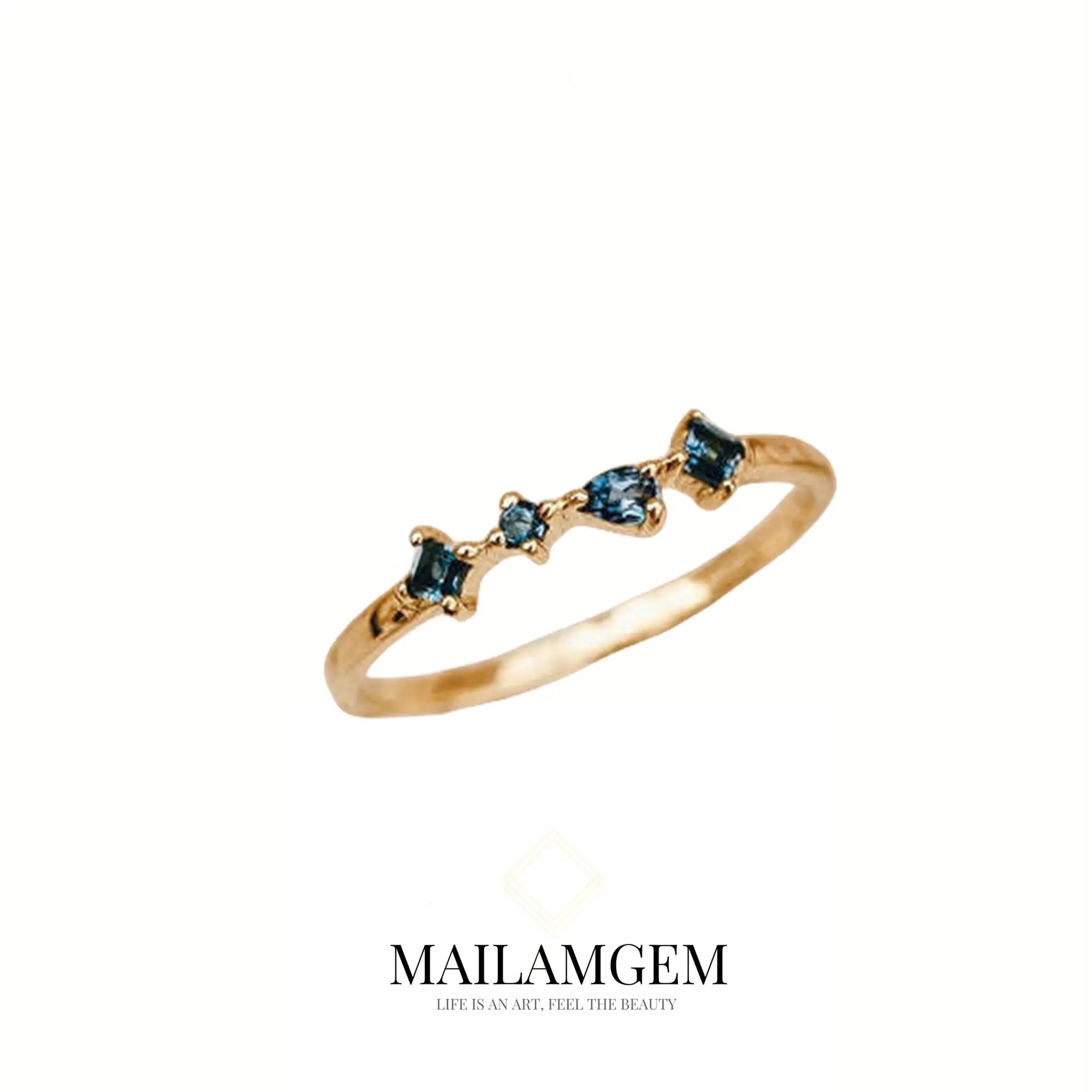 Rings with sleek black agate for edge -Topaz Aquamarine Zircon Ring