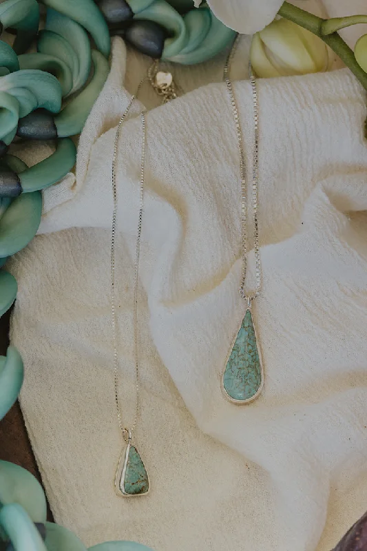 Best necklaces and pendants with opal and gold for a vibrant, luxurious contrast-Turquoise Slim Teardrop Necklace