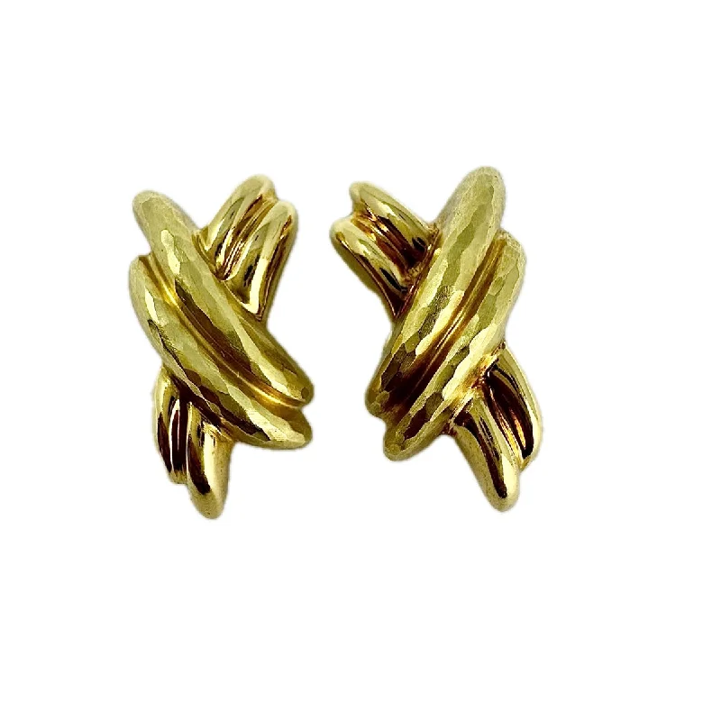 Clip On Drop Earrings for Non Pierced -Vendorafa 18K Gold Bright Finished "X" Earrings