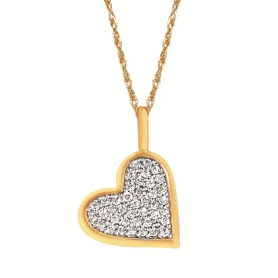 Elegant necklaces and pendants with onyx stones for a sleek, polished look-Yellow Gold Diamond Heart Pendant necklace