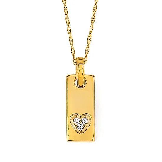 Unique necklaces and pendants with custom birthstone arrangements for personalization-Yellow Gold Heart Tag Pendant Necklace